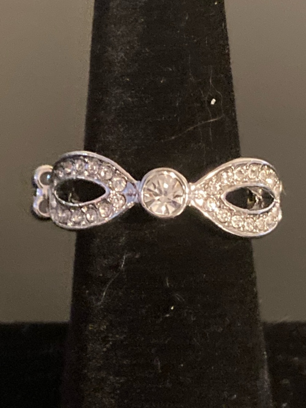 paparazzi Silver Infinity Ring with Clear Stones
